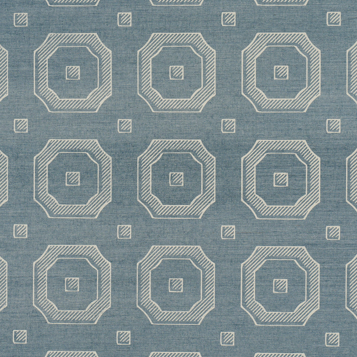 Schumacher Beveled Frame Sisal Denim Wallpaper Sample 5016730