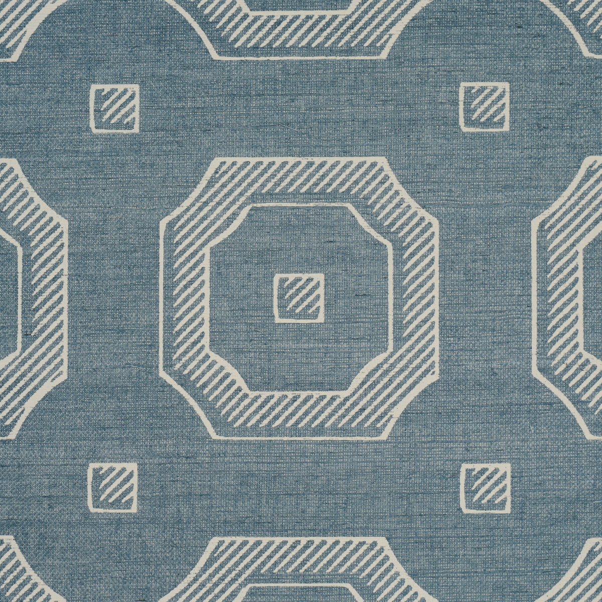 Schumacher Beveled Frame Sisal Denim Wallpaper Sample 5016730