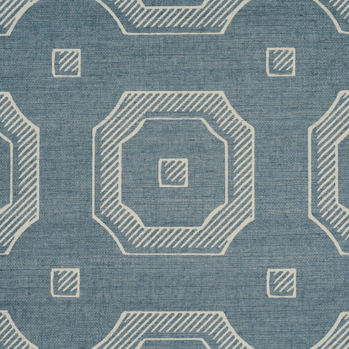 Schumacher Beveled Frame Sisal Denim Wallpaper Sample 5016730
