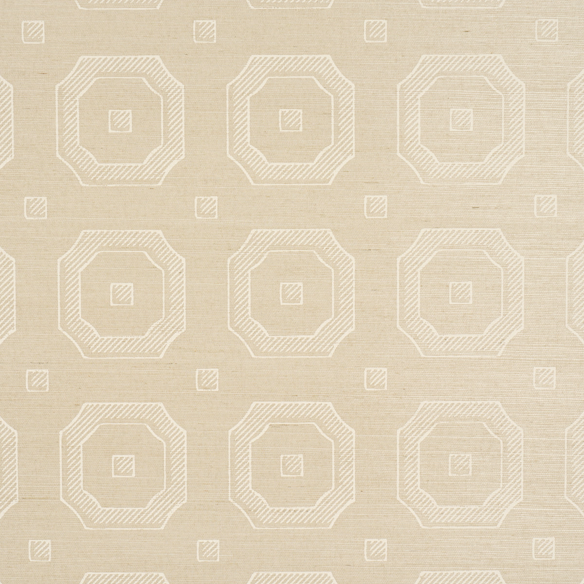 Schumacher Beveled Frame Sisal Oyster Wallpaper Sample 5016731