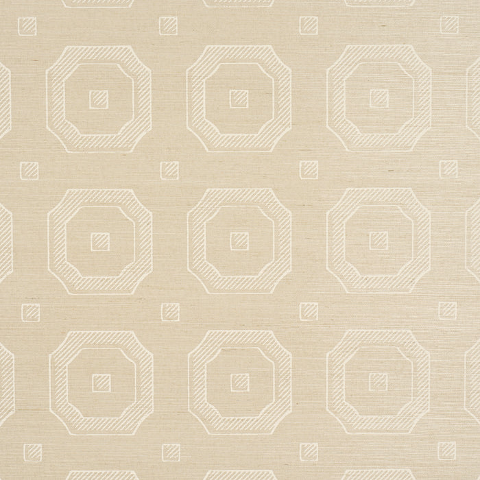 Schumacher Beveled Frame Sisal Oyster Wallpaper Sample 5016731