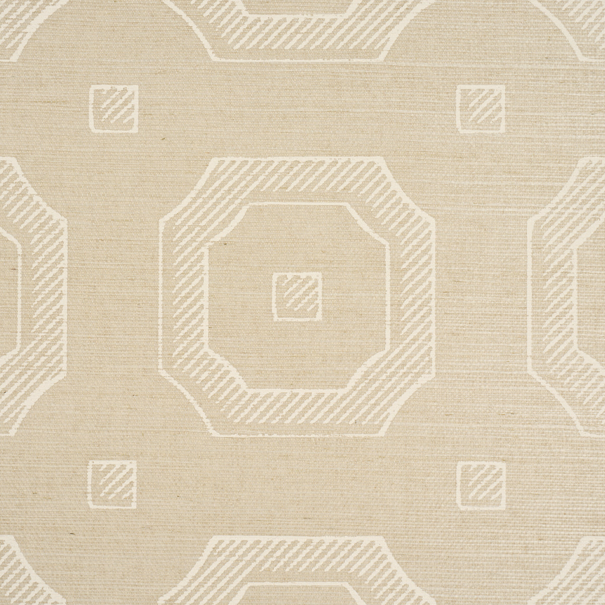 Schumacher Beveled Frame Sisal Oyster Wallpaper Sample 5016731