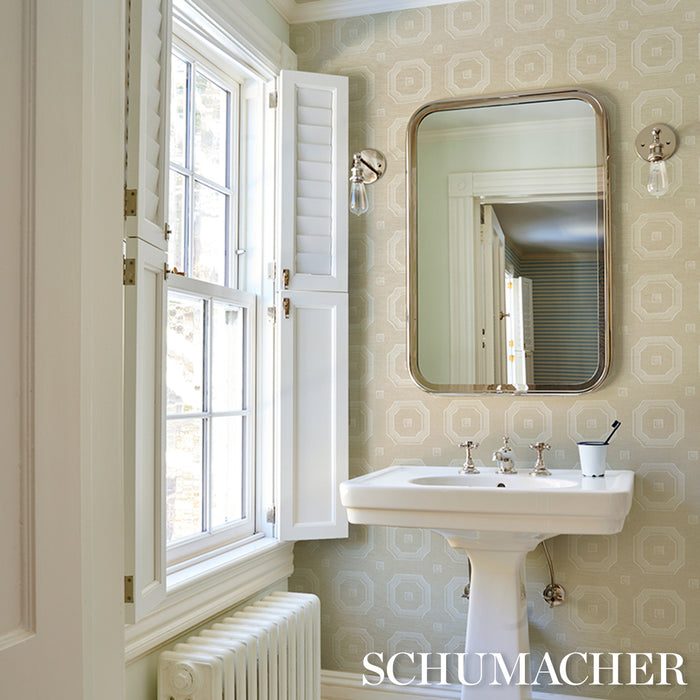 Schumacher Beveled Frame Sisal Oyster Wallpaper Sample 5016731