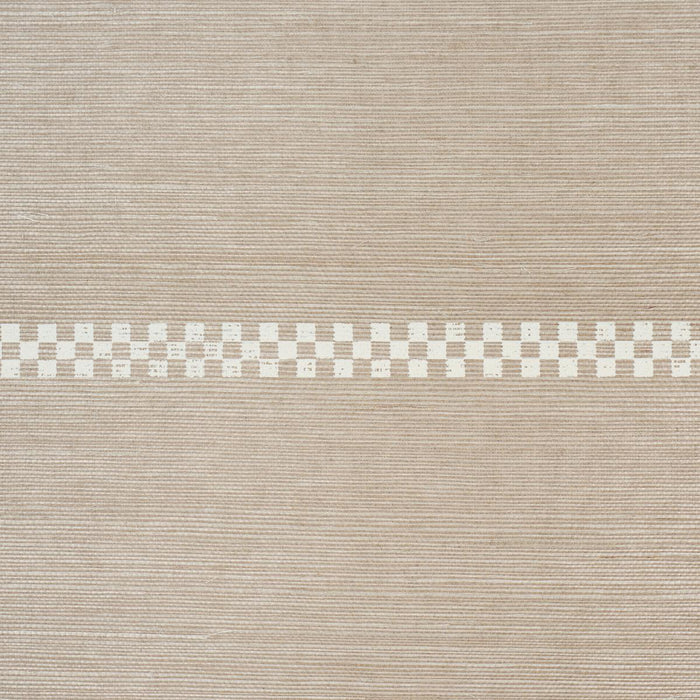Schumacher Checkered Stripe Sisal Flax Wallpaper 5016750