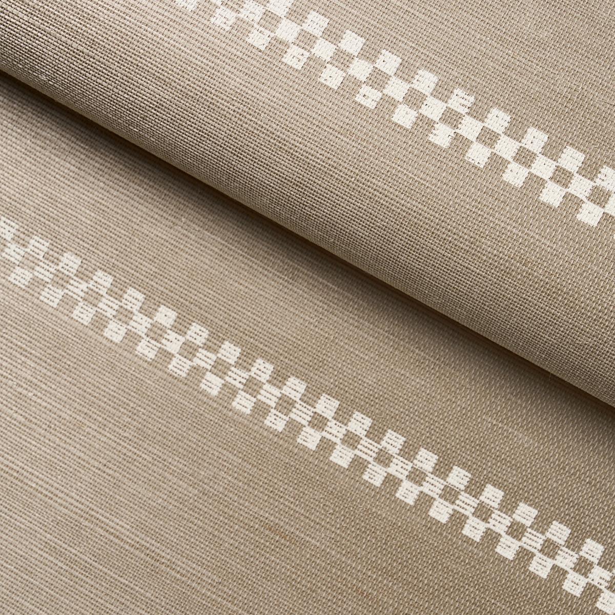 Schumacher Checkered Stripe Sisal Flax Wallpaper 5016750