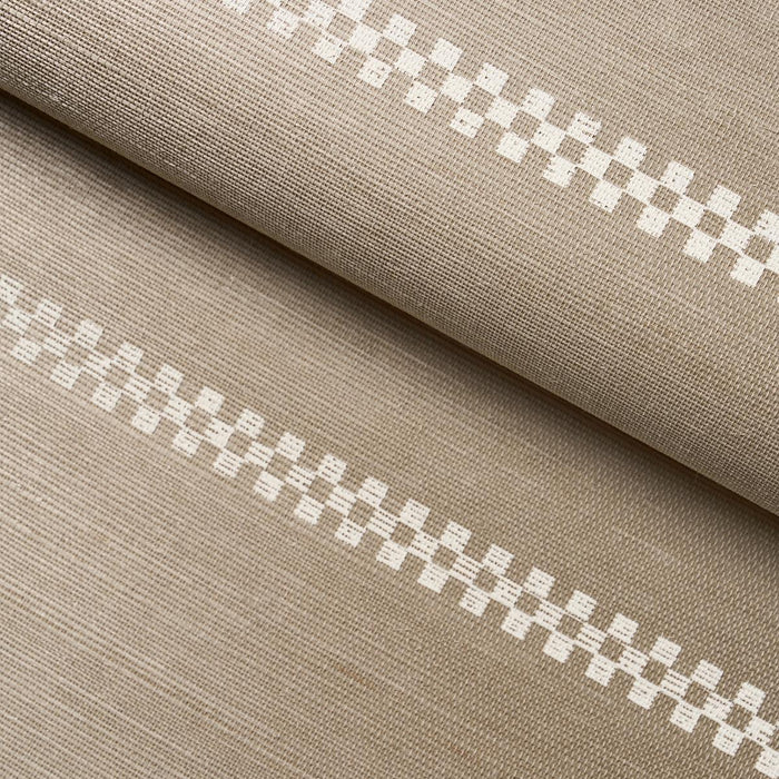 Schumacher Checkered Stripe Sisal Flax Wallpaper 5016750