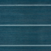 Schumacher Checkered Stripe Sisal Peacock Wallpaper 5016752