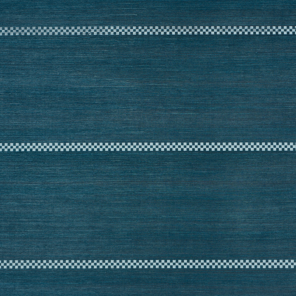 Schumacher Checkered Stripe Sisal Peacock Wallpaper Sample 5016752
