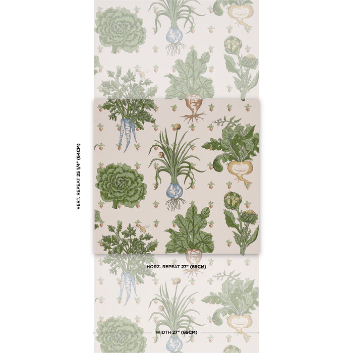 Schumacher Green Grocer Parchment Wallpaper Sample 5016781