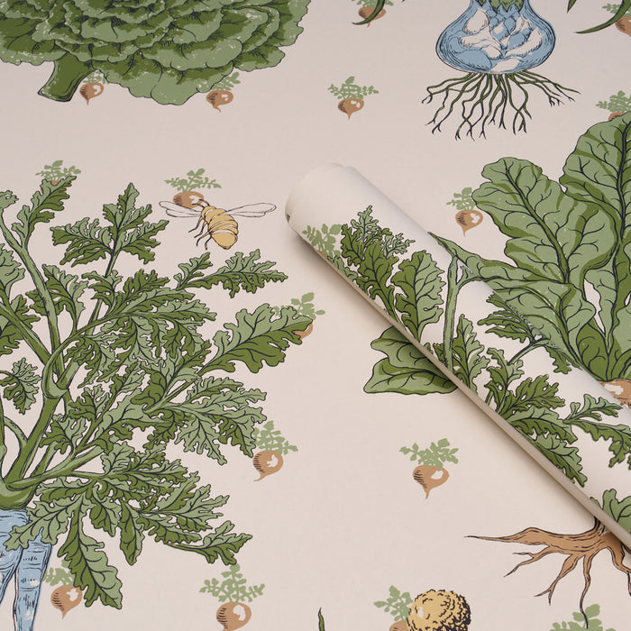Schumacher Green Grocer Parchment Wallpaper Sample 5016781
