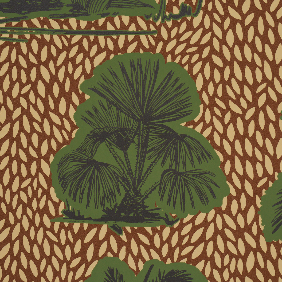 Schumacher Tropical Safari Print Orinoco Verdant Oasis Wallpaper Sample 5016920