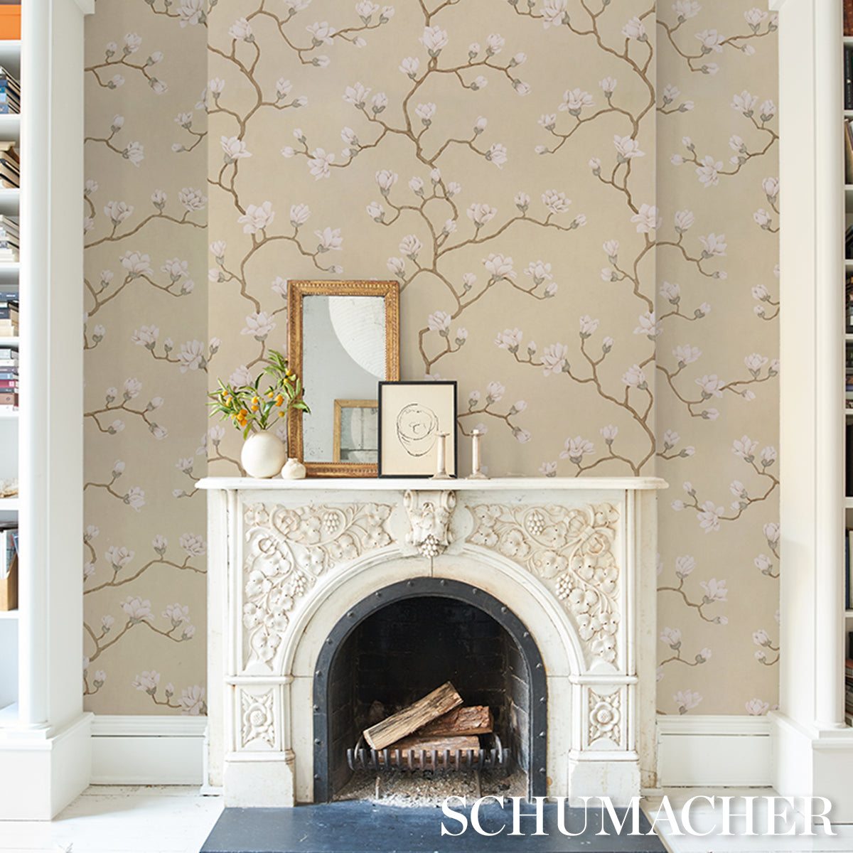 Schumacher Magnolia Tree Soft Gold Wallpaper 5016932