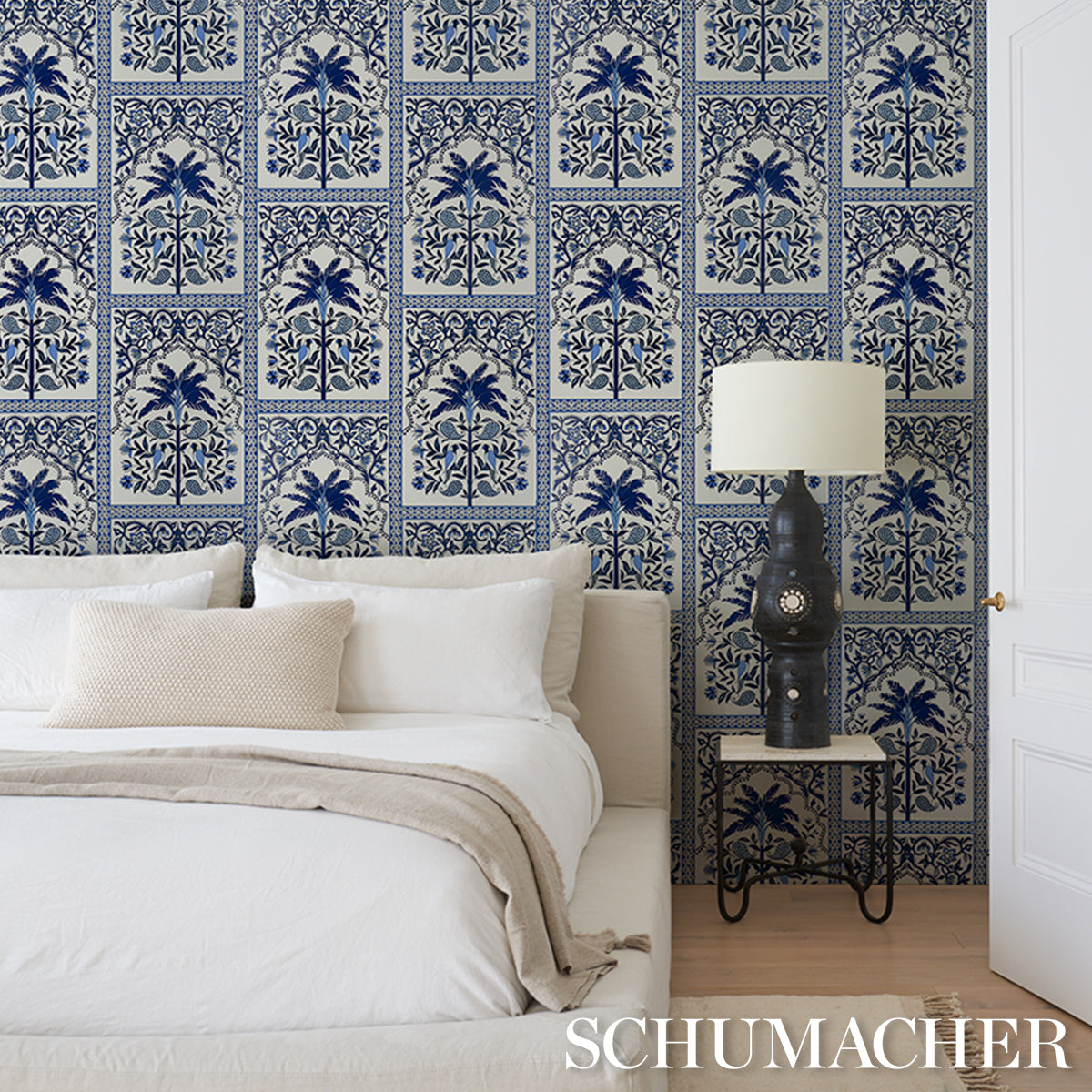 Schumacher Amazonas Mystique Tropical Shades Of Blue Wallpaper Sample 5016941