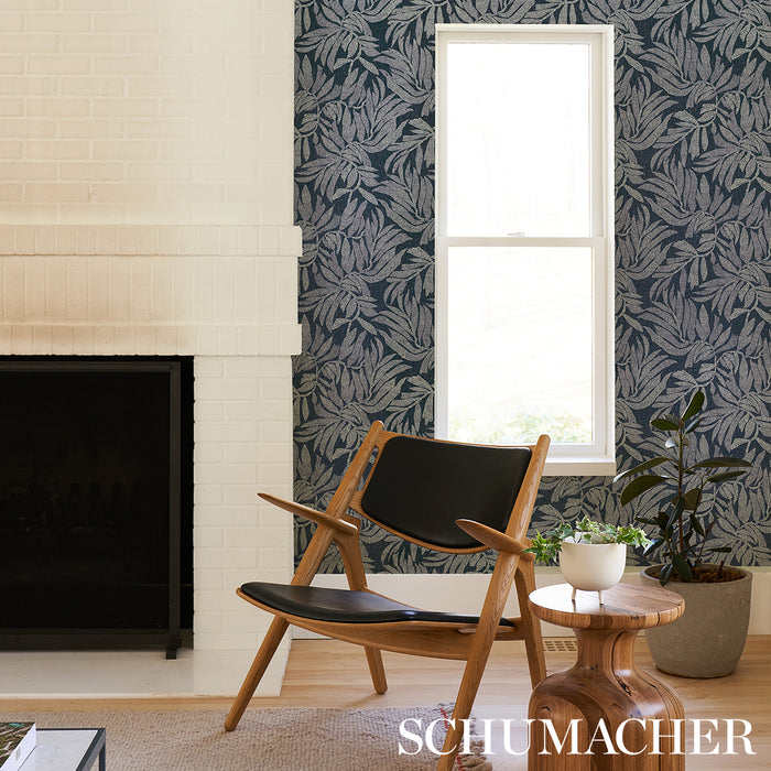 Schumacher Tayrona Palm Mosaic Sisal Pacific Ocean Hues Wallpaper 5016951