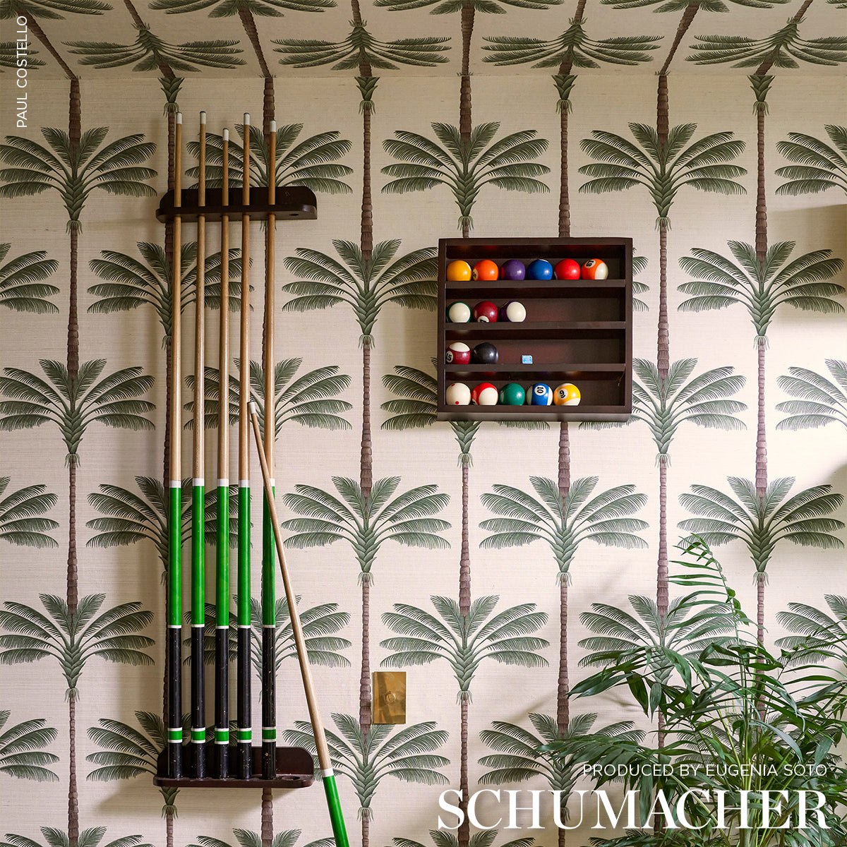 Schumacher A Palm Is A Palm Sisal Daylight Evergreen Wallpaper Sample 5016961