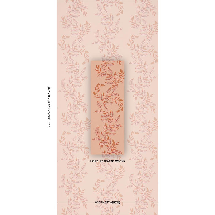 Schumacher Vagary Vines Papaya Wallpaper Sample 5016971