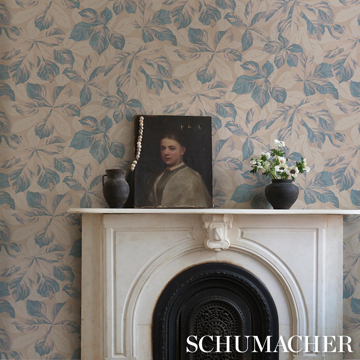 Schumacher Arboreal Handprint Blue Wallpaper 5016981