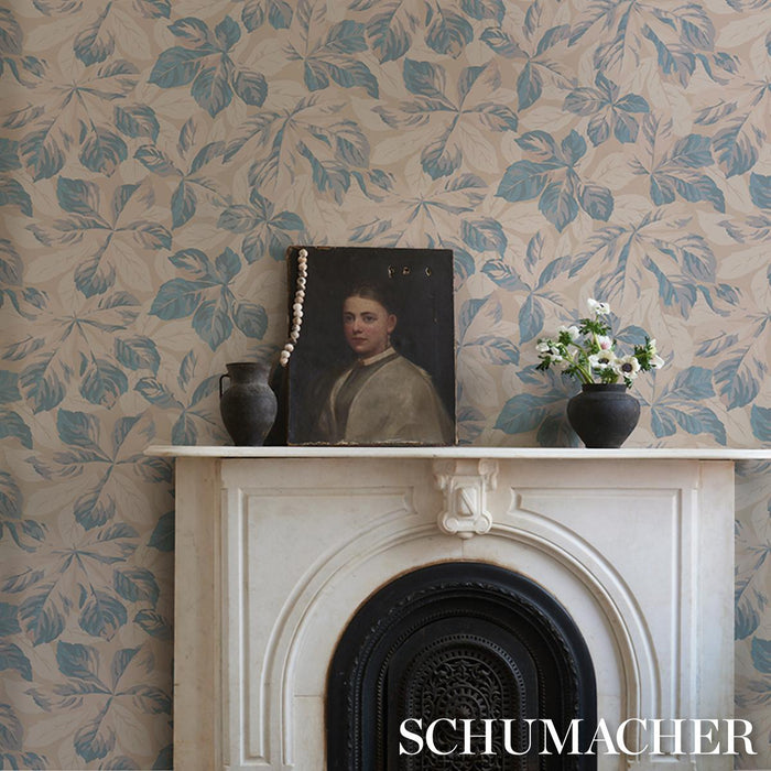 Schumacher Arboreal Handprint Blue Wallpaper 5016981
