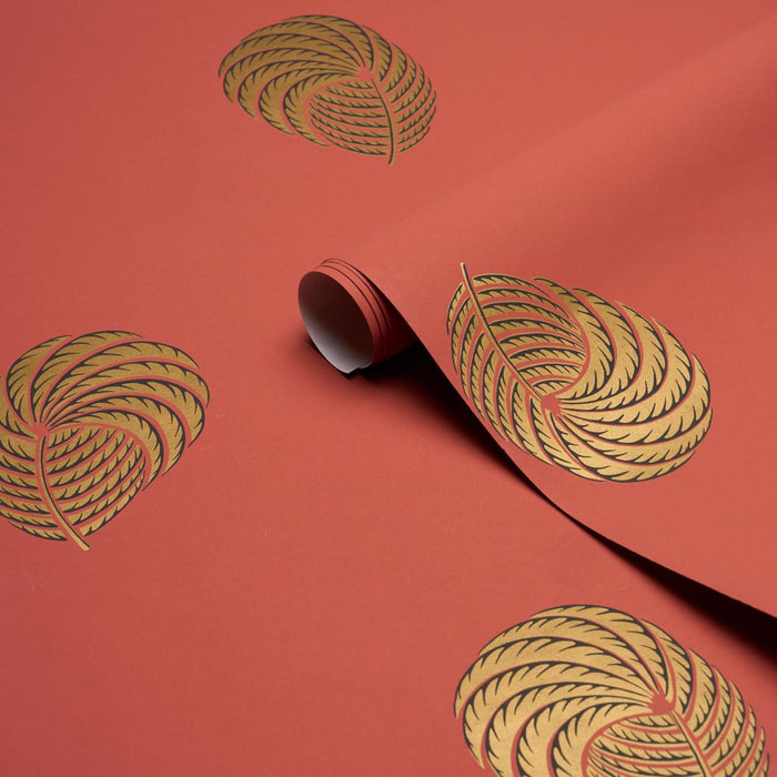 Schumacher Royal Plume Russet Wallpaper Sample 5017051