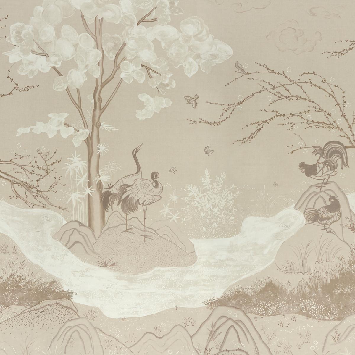 Schumacher Birdsong 3 Panel Set Ivory Wallpaper 5017111