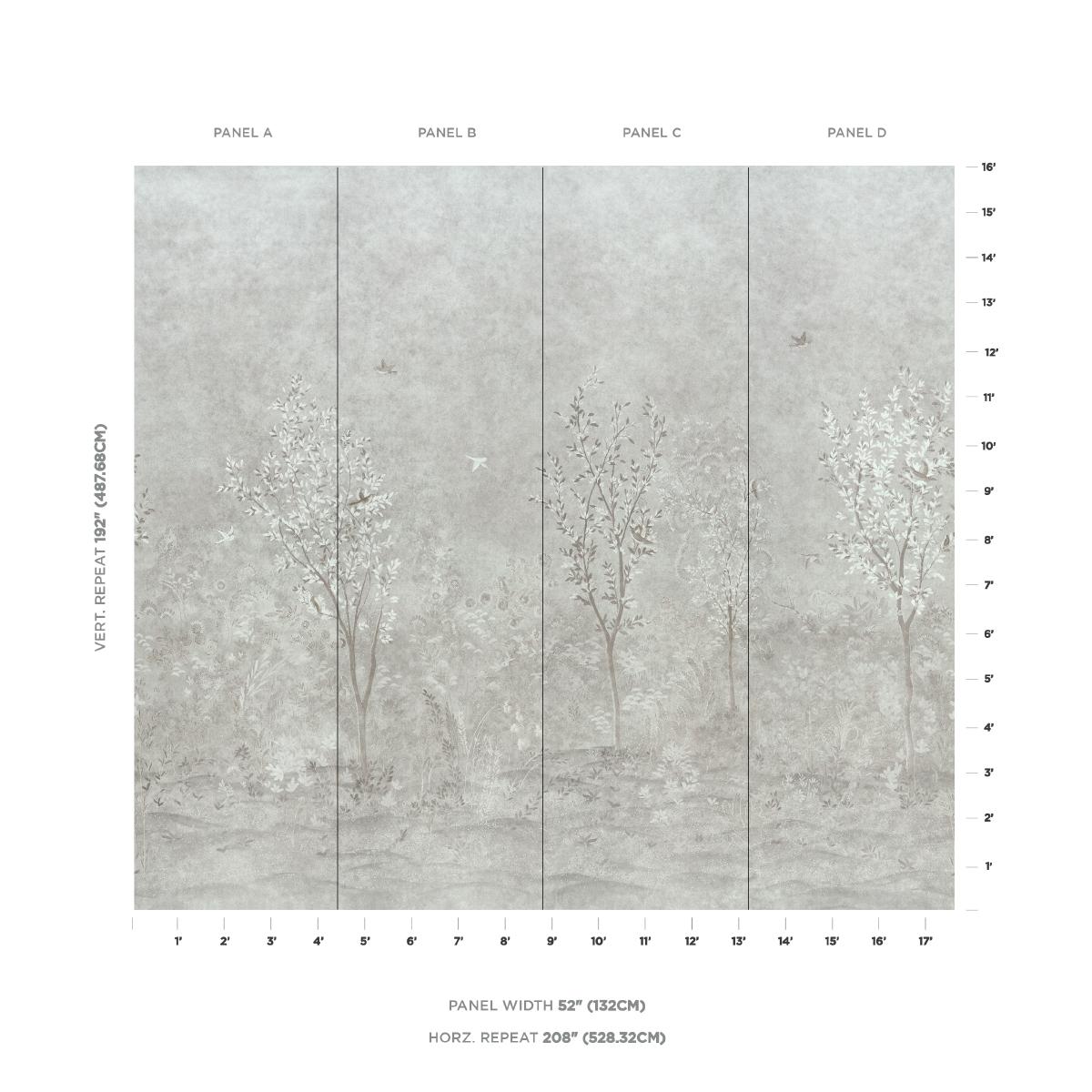 Schumacher Sublime 4 Panel Set Grisaille Wallpaper Sample 5017130