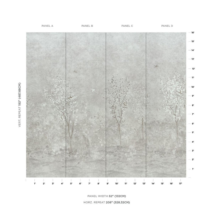 Schumacher Sublime 4 Panel Set Grisaille Wallpaper 5017130