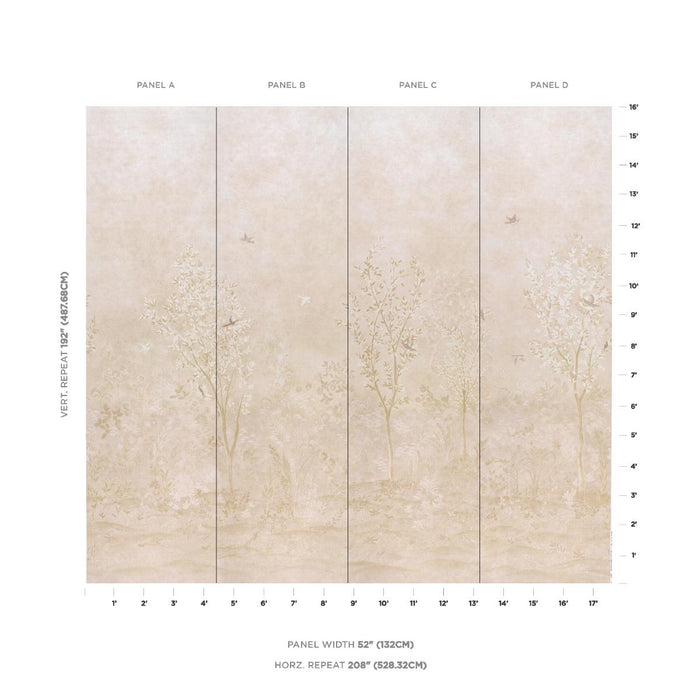 Schumacher Sublime 4 Panel Set Parchment Wallpaper 5017131