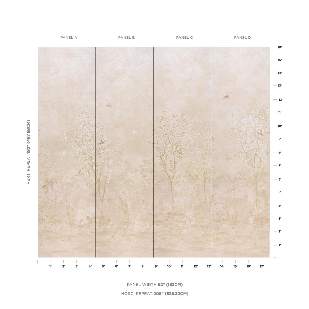 Schumacher Sublime 4 Panel Set Parchment Wallpaper Sample 5017131