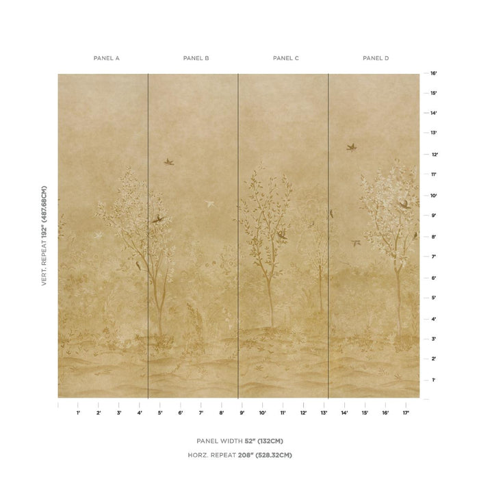 Schumacher Sublime 4 Panel Set Gold Wallpaper 5017132