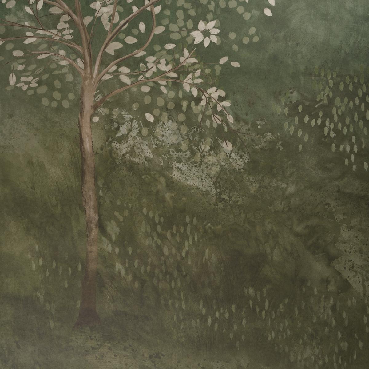 Schumacher Psalm 3 Panel Set Cypress Wallpaper Sample 5017140