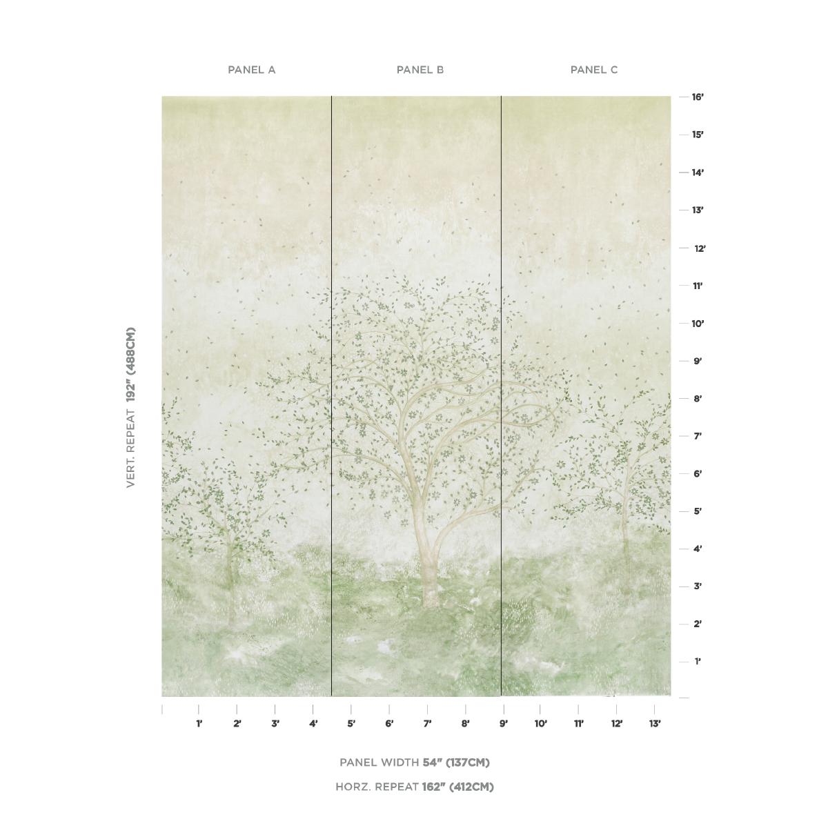 Schumacher Psalm 3 Panel Set Alabaster Wallpaper Sample 5017141