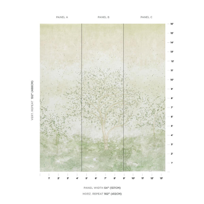 Schumacher Psalm 3 Panel Set Alabaster Wallpaper Sample 5017141