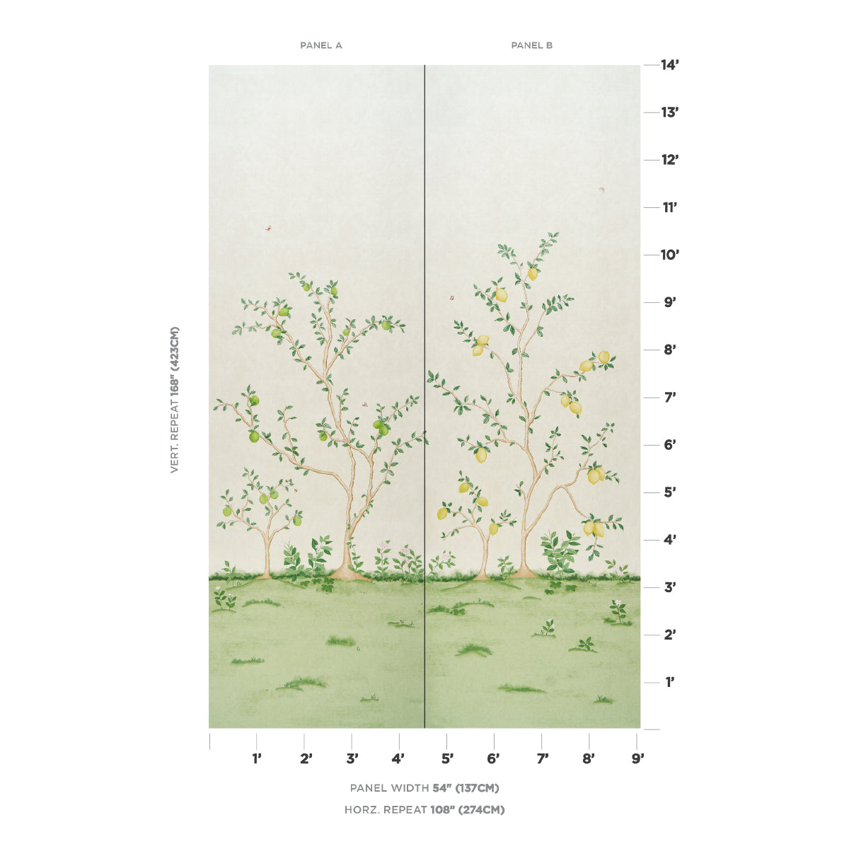Schumacher Citrus Blossom 2 Panel Set Cream Wallpaper 5017160