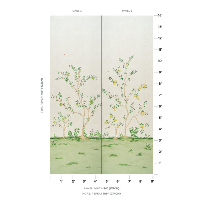 Schumacher Citrus Blossom 2 Panel Set Cream Wallpaper Sample 5017160