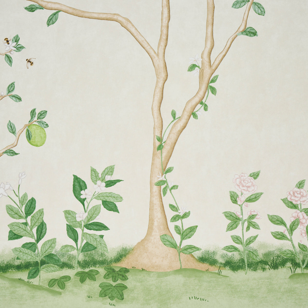 Schumacher Citrus Blossom 2 Panel Set Cream Wallpaper Sample 5017160