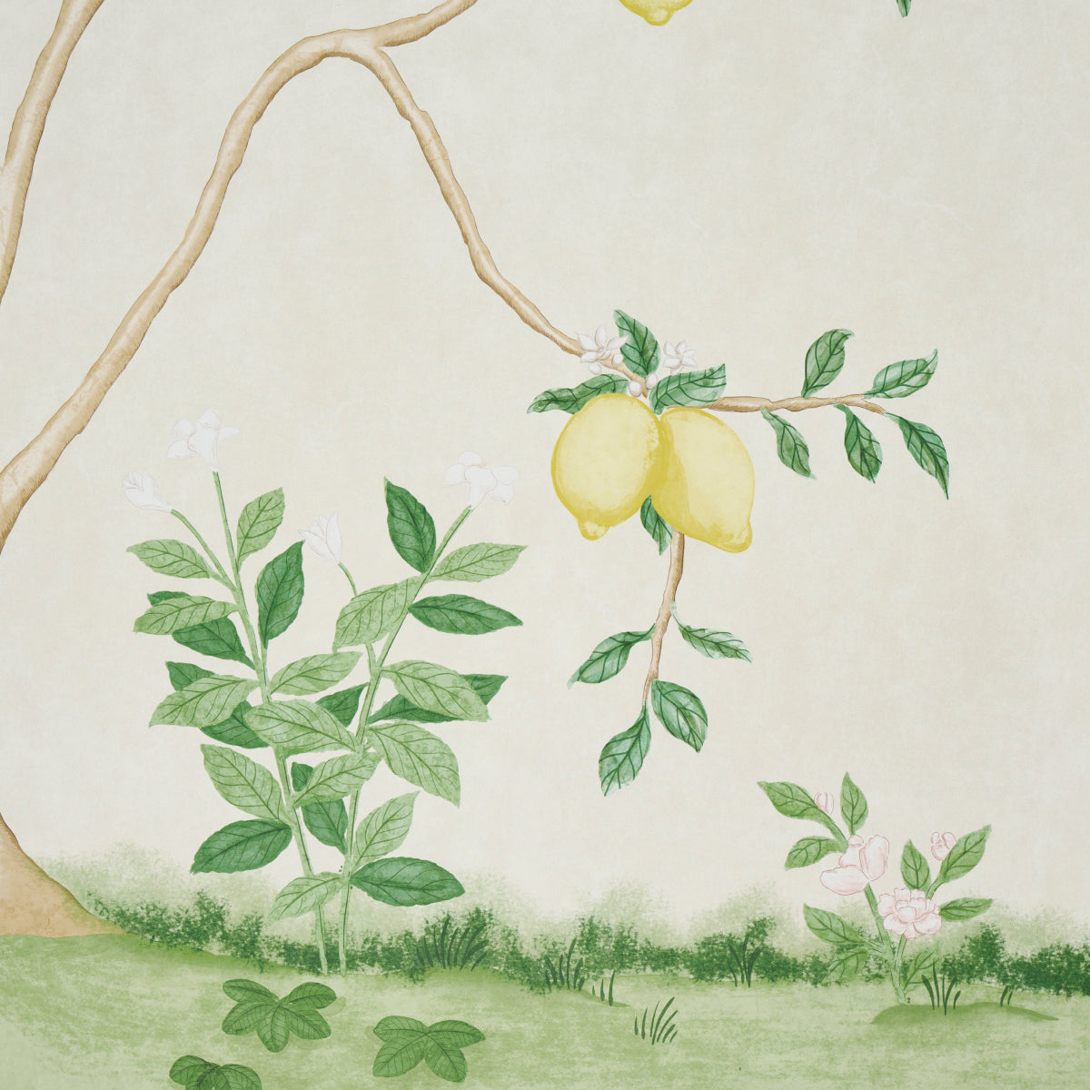Schumacher Citrus Blossom 2 Panel Set Cream Wallpaper Sample 5017160