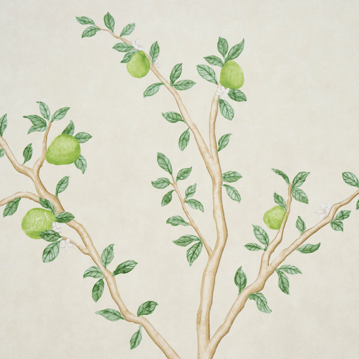 Schumacher Citrus Blossom 2 Panel Set Cream Wallpaper Sample 5017160