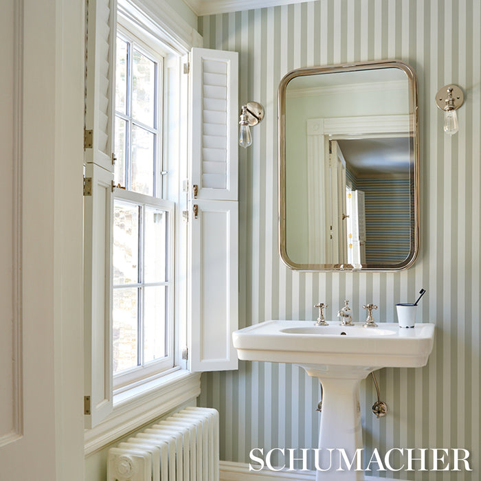 Schumacher Emma Stripe Stone Wallpaper Sample 5017223