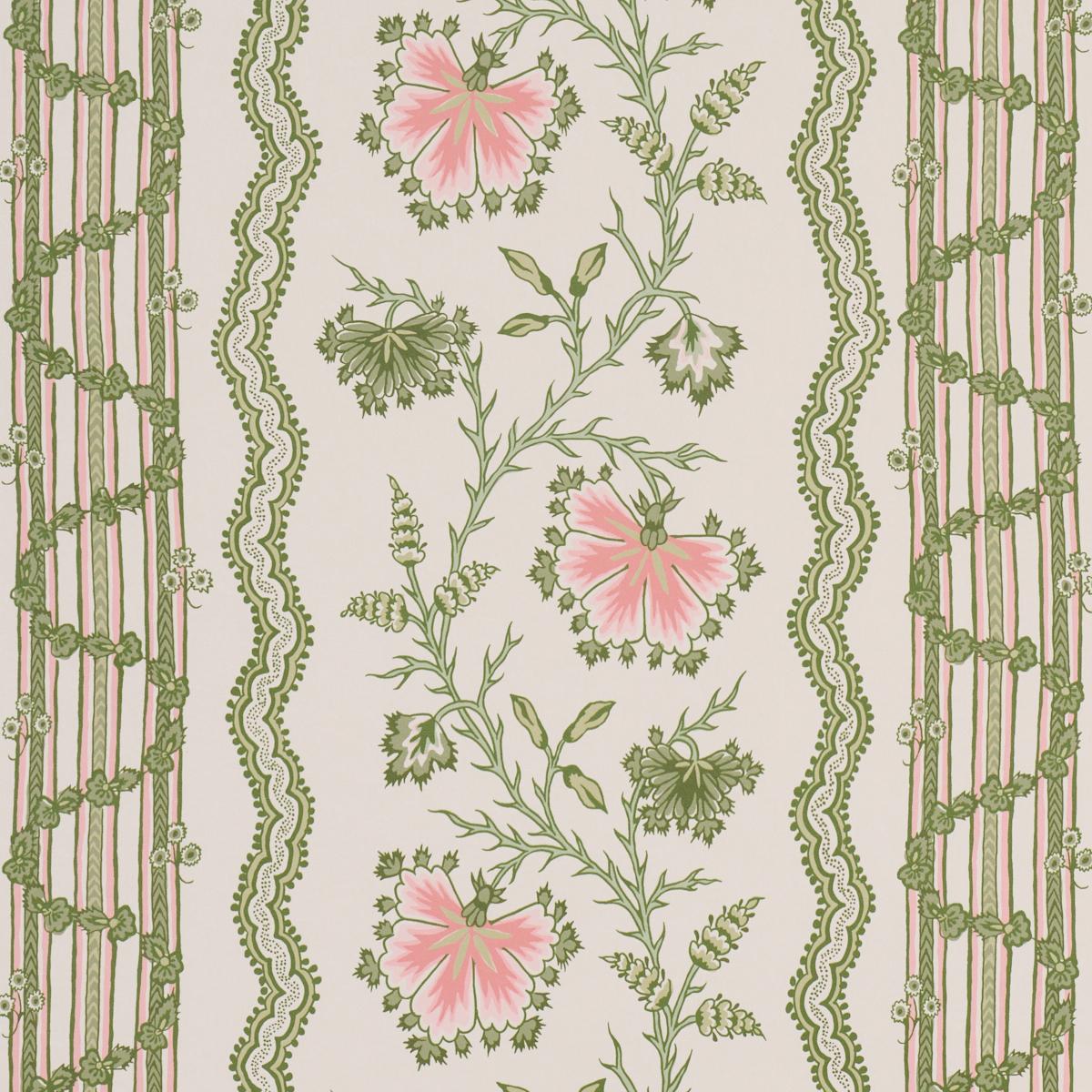 Schumacher Parvati Floral Stripe Petal Wallpaper Sample 5017330
