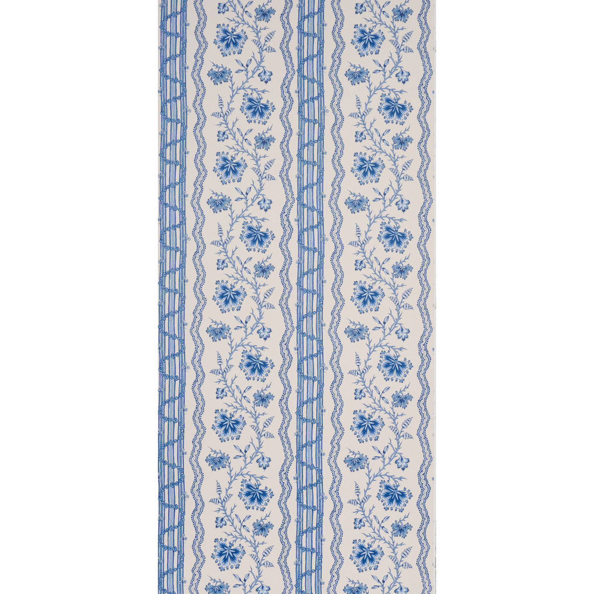Schumacher Parvati Floral Stripe Delft Wallpaper Schumacher 5017332