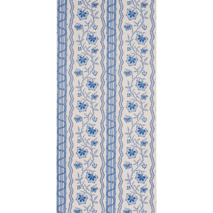 Schumacher Parvati Floral Stripe Delft Wallpaper Schumacher 5017332