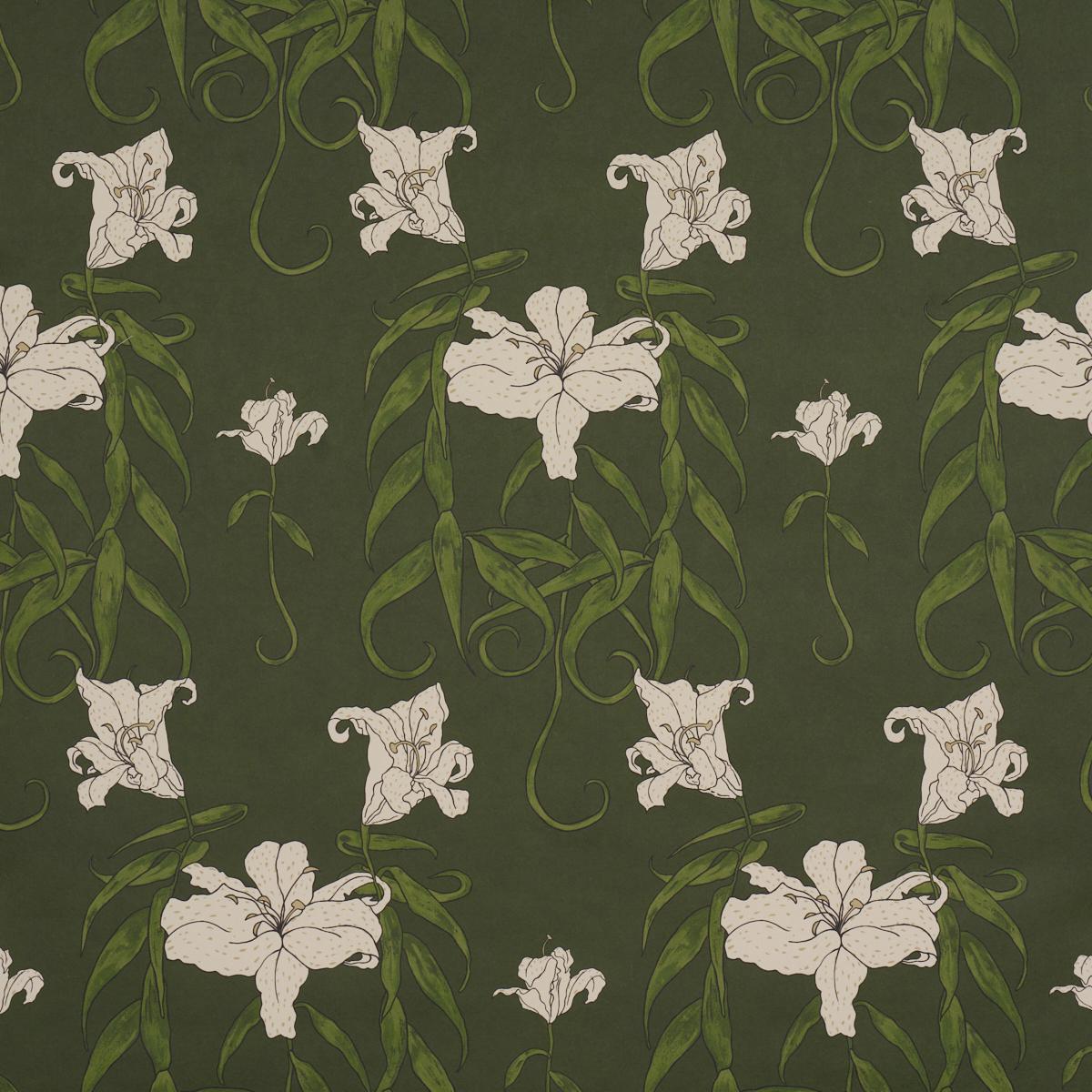 Schumacher Lady Lilith Olive Wallpaper Sample 5017380