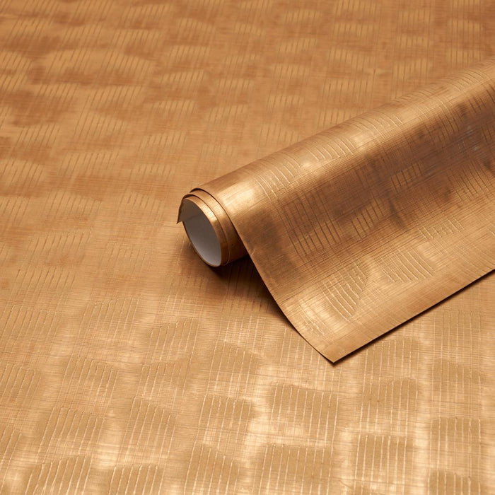 Schumacher Rune Pinstripe Wallcovering Gold Wallpaper Sample 5017431