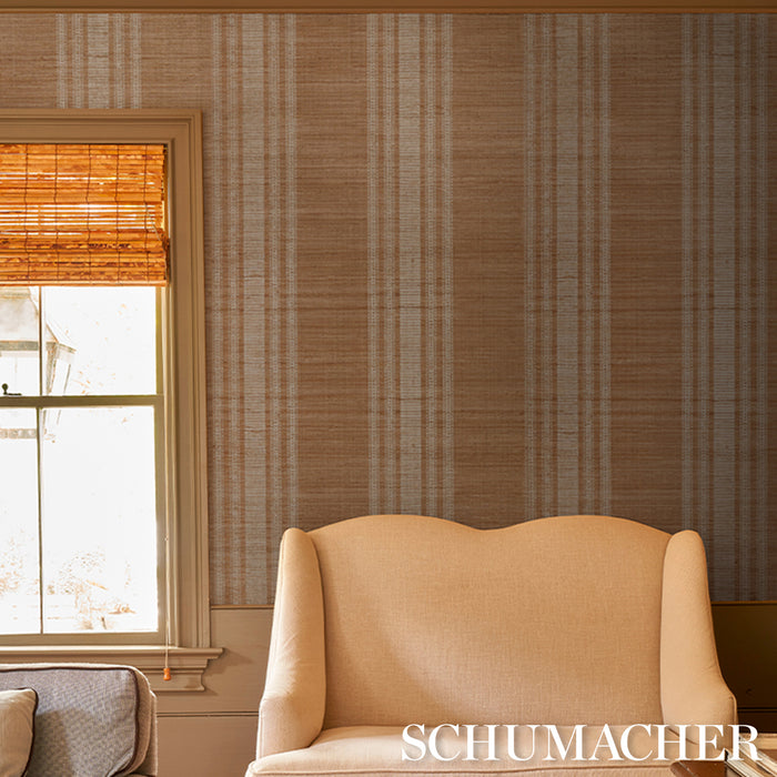 Schumacher Cassia Silk Stripe Wallcovering Neutral Wallpaper 5017450