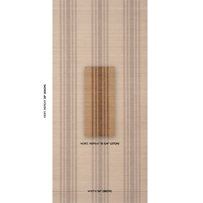 Schumacher Cassia Silk Stripe Wallcovering Walnut Wallpaper Sample 5017451