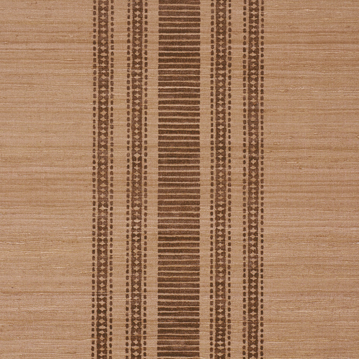 Schumacher Cassia Silk Stripe Wallcovering Walnut Wallpaper Sample 5017451