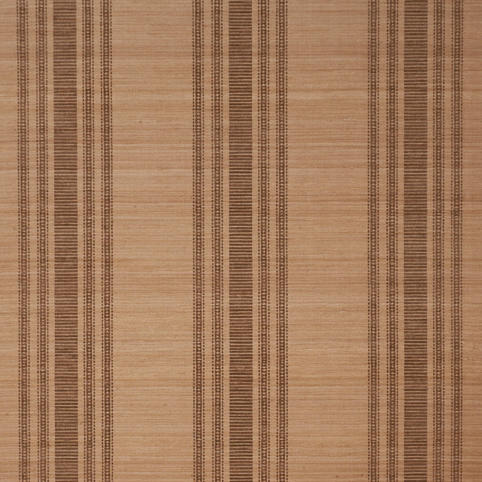 Schumacher Cassia Silk Stripe Wallcovering Walnut Wallpaper Sample 5017451