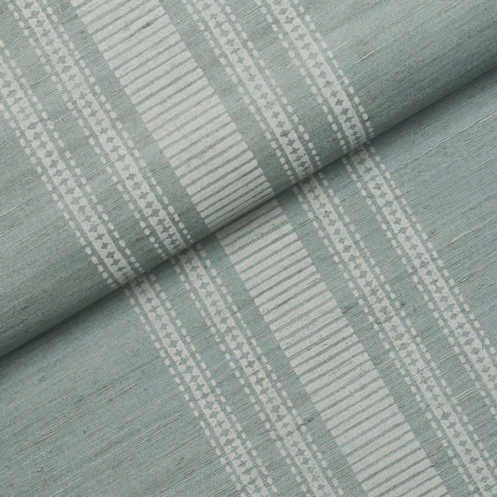 Schumacher Cassia Silk Stripe Wallcovering Sky Wallpaper Sample 5017452