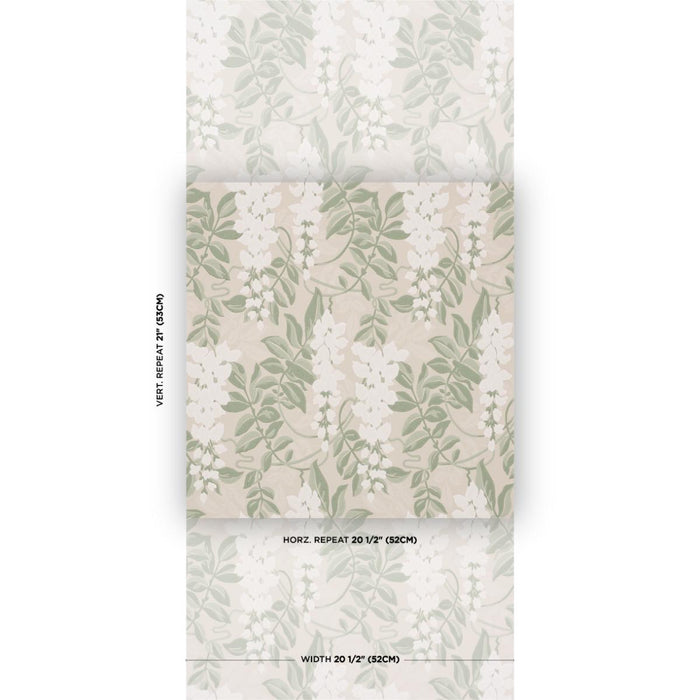Schumacher Lucia Wisteria Sage Wallpaper Sample 5017530