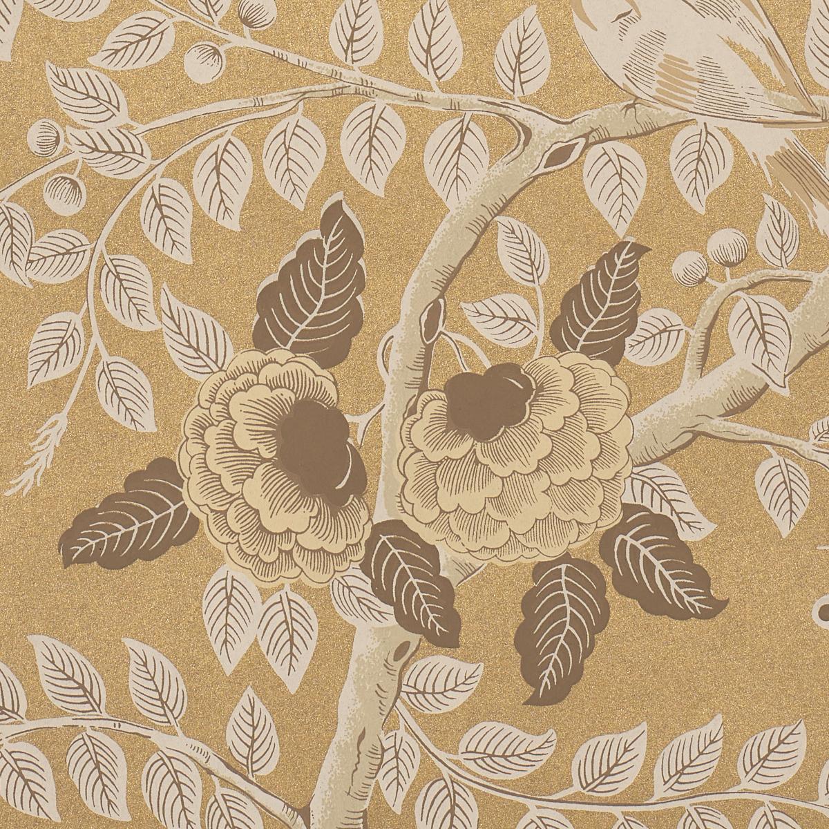 Schumacher Tole Bird Gold Wallpaper 5017540